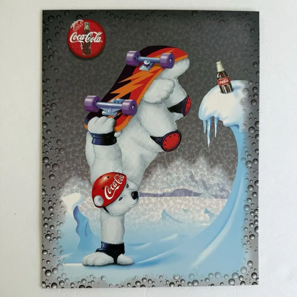 Vintage Coca Cola Coke Soft Drink Folder Polar Bear 1998 Memorabilia Set of 2